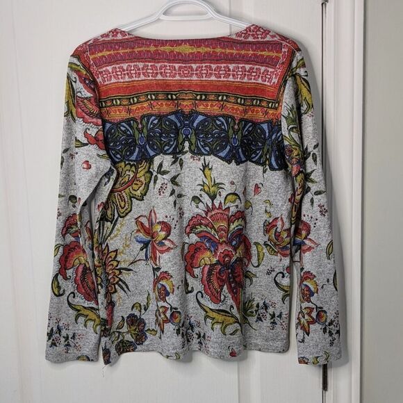 Ness multicolored boho floral Gypsy core jersey shirt Medium @U - Picture 3 of 9